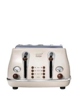 Delonghi Ct0V4003.Bg Vintage Icona 4-Slice Toaster - Cream